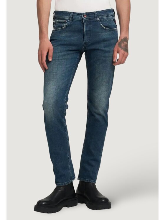 REPLAY Męskie Jeansy, rozmiar W33/L32, Niebieskie, GROVER STRAIGHT