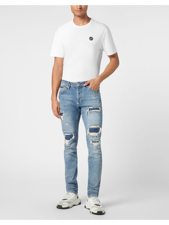 PHILIPP PLEIN PHILIPP PLEIN Džínsy 22165 Modrá Straight Leg
