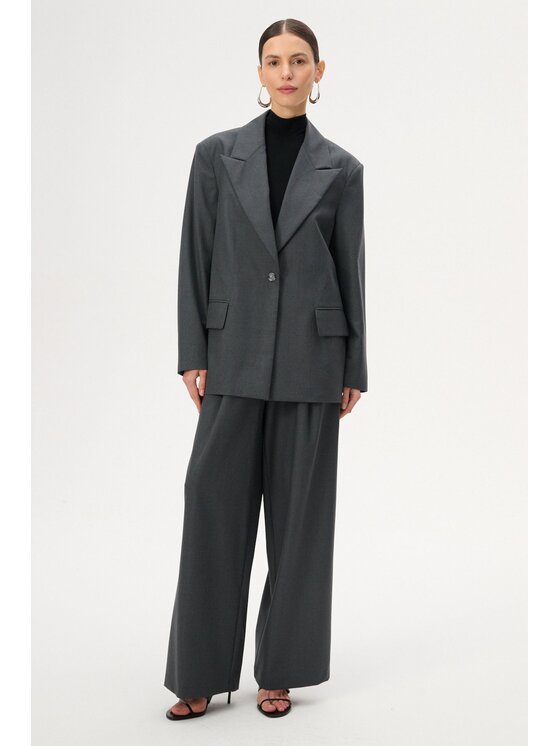 LEBRAND LEBRAND Spodnie damskie Franco Szary Regular Fit