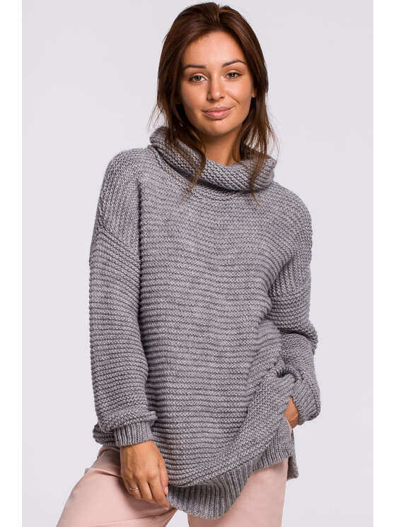 BeWear BeWear Sweter bk047 Szary Custom Fit