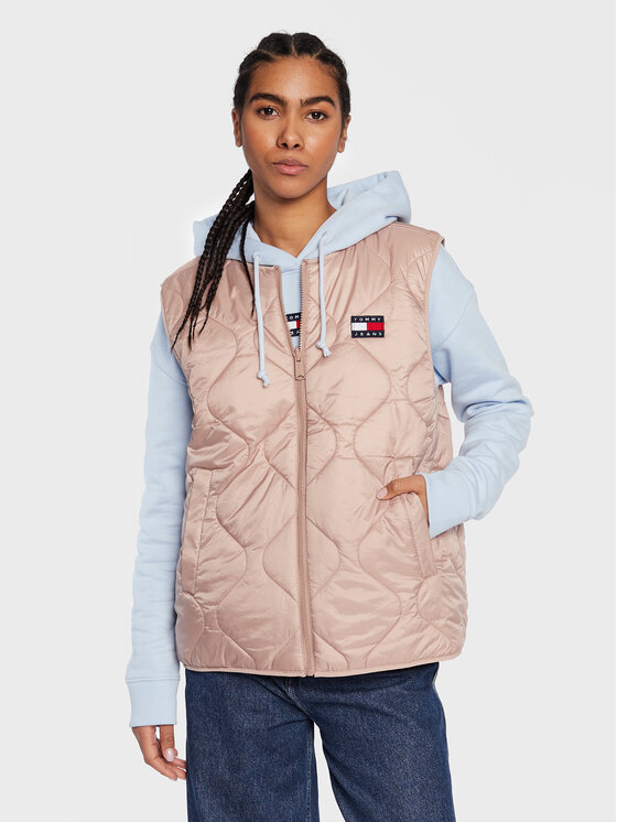 Tommy Jeans Tommy Jeans Vestă Reversible DW0DW14934 Écru Relaxed Fit