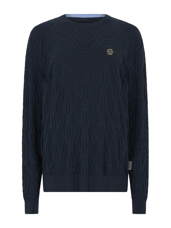 PHILIPP PLEIN PHILIPP PLEIN Sweter 29913 Granatowy Regular Fit