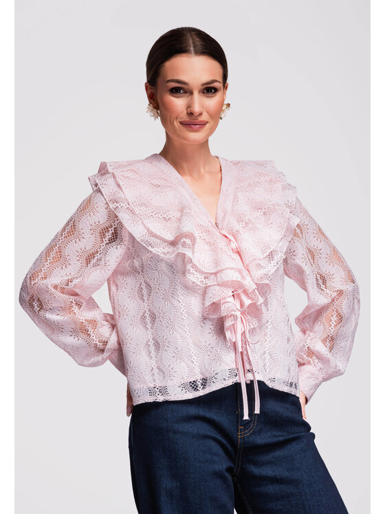 Ombre Ombre Bluzka OW-TS-E0027 Różowy Loose Fit