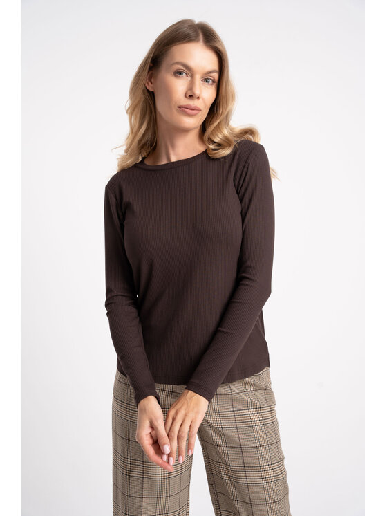 CLICK CLICK Bluzka 10-6997 Brązowy Classic Fit