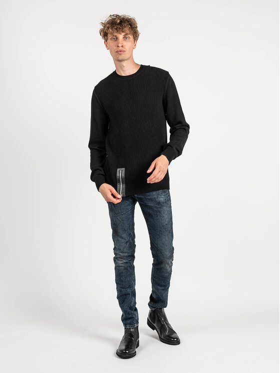 Les Hommes Les Hommes Πουλόβερ LKK110 607L | Jumper with Zip Μαύρο Regular Fit