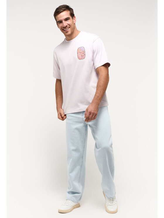 Mustang Mustang T-shirt T-SHIRT COLLAB Rosa Loose Fit