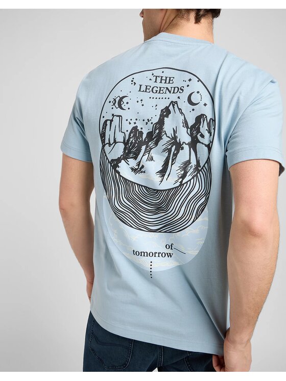 Lee Lee T-Shirt SS RELAXED GRAPHIC TEE Niebieski Relaxed Fit