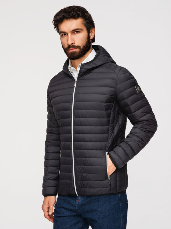 Ombre Ombre Kurtka przejściowa OM-JALP-0211 Czarny Regular Fit