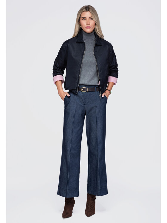 Ombre Ombre Bunda pro přechodné období OW-JT-E0003 Tmavomodrá Relaxed Fit