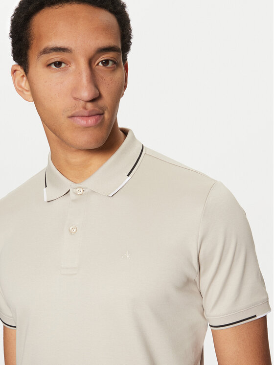 Calvin Klein Calvin Klein Polo K10K114130 Beżowy Regular Fit