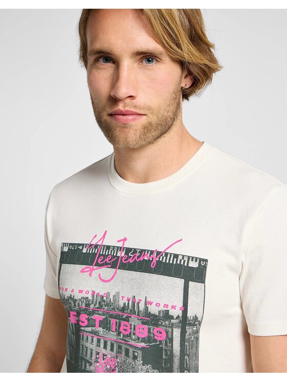 Lee Lee T-Shirt UTILITY ARTIST TEE 112355579 Écru Regular Fit