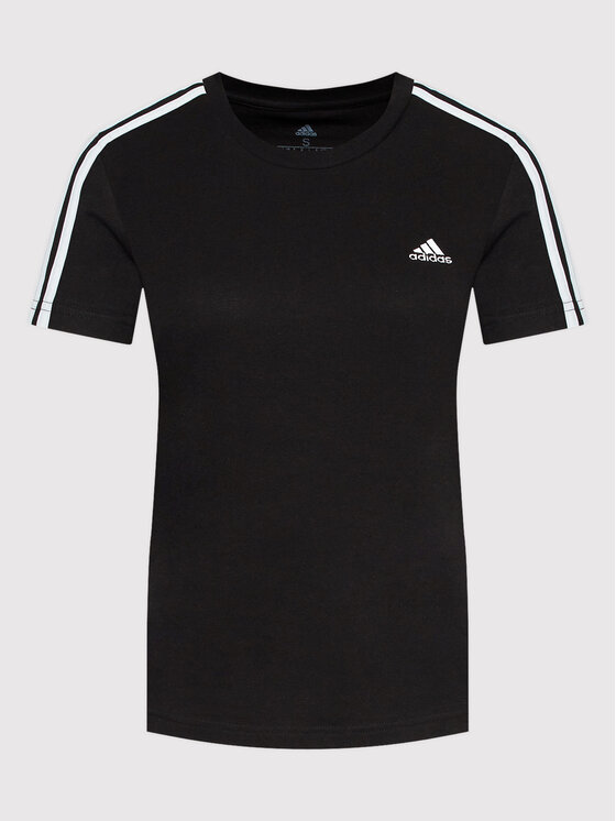 adidas adidas T-Shirt Loungewear Essentials 3-Stripes GL0784 Μαύρο Slim Fit