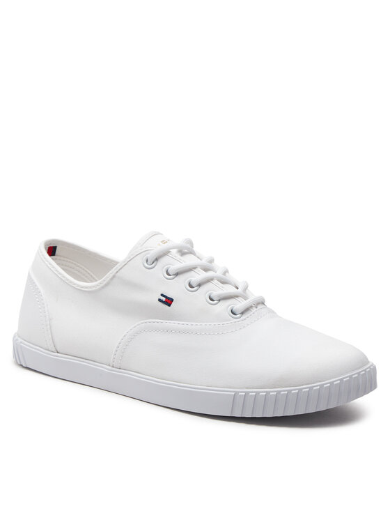 Tommy Hilfiger Tommy Hilfiger Πάνινα παπούτσια Canvas Lace Up Sneaker FW0FW07805 Λευκό