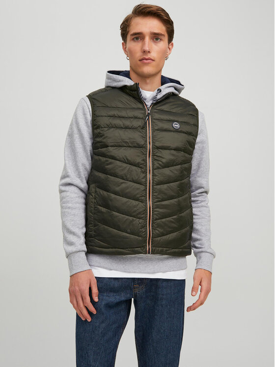 JACK & JONES Gilet Matelassé Sans Manches - Imperméable, Coupe-Vent, Pour Look Décontracté (Homme)