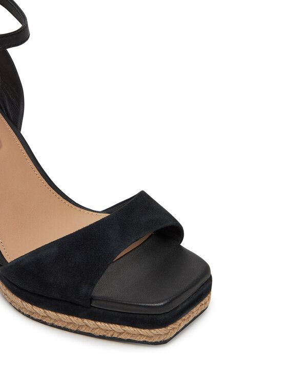 Tommy Hilfiger Tommy Hilfiger Espadrile Leather & Suede High Wedge Espad FW0FW08803 Negru