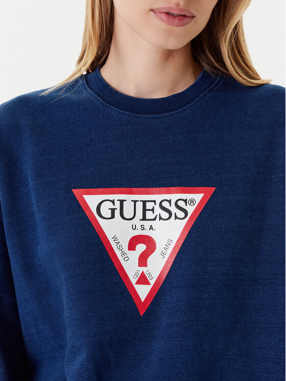 Guess Jeans Guess Jeans Mikina W5YQ12 KCXQ1 Tmavomodrá Oversize