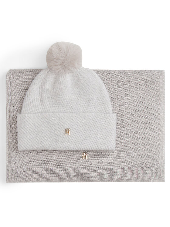 Tommy Hilfiger Tommy Hilfiger Set šal + kapa Pom Pom AW0AW17995 Bež