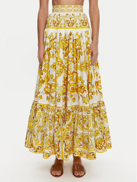 Dolce&Gabbana Dolce&Gabbana Maxi szoknya F4CX0T HH5A5 Sárga Regular Fit