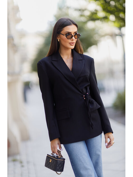 LilaLou LilaLou Sako Whisper Čierna Regular Fit