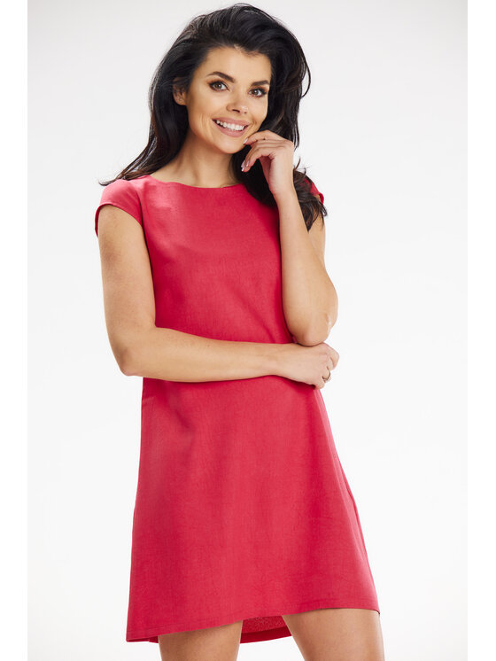 Awama Awama Sukienka letnia A647 Fioletowy Basic Fit