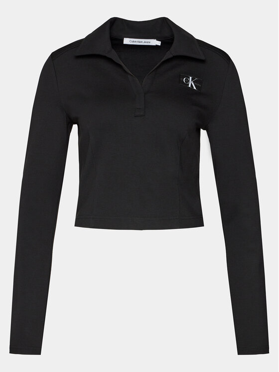 Calvin Klein Jeans Calvin Klein Jeans Μπλουζάκι Polo Collar Milano Regular Top J20J222556 Μαύρο Regular Fit