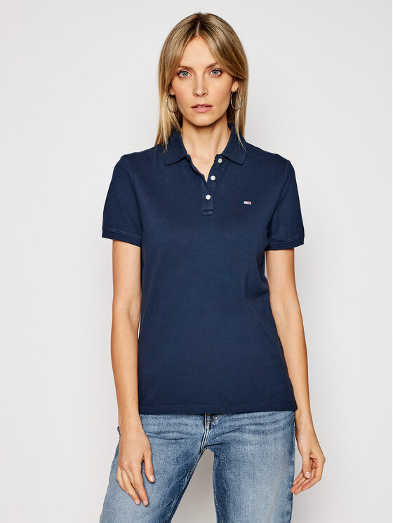 Тениска с яка и копчета Tommy Jeans
