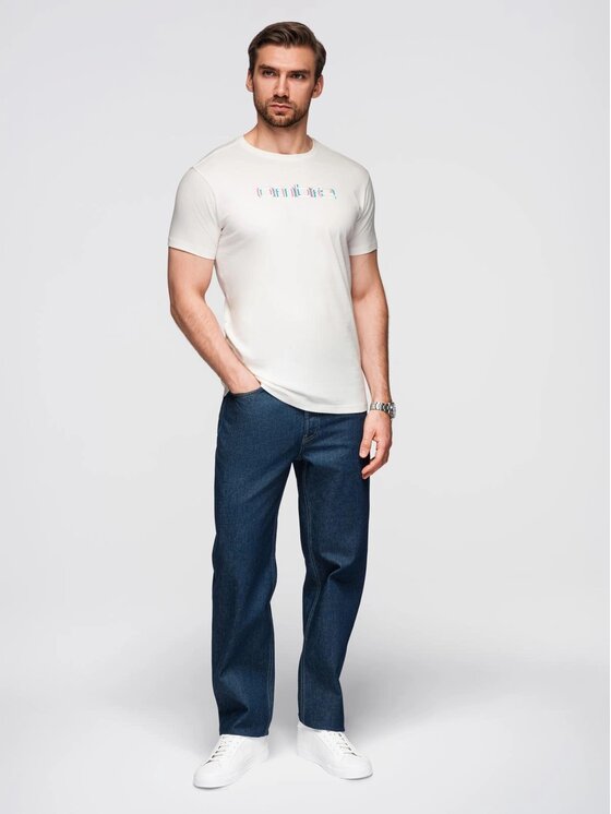 Ombre Ombre T-Shirt OM-TSPT-0248 Biały Regular Fit