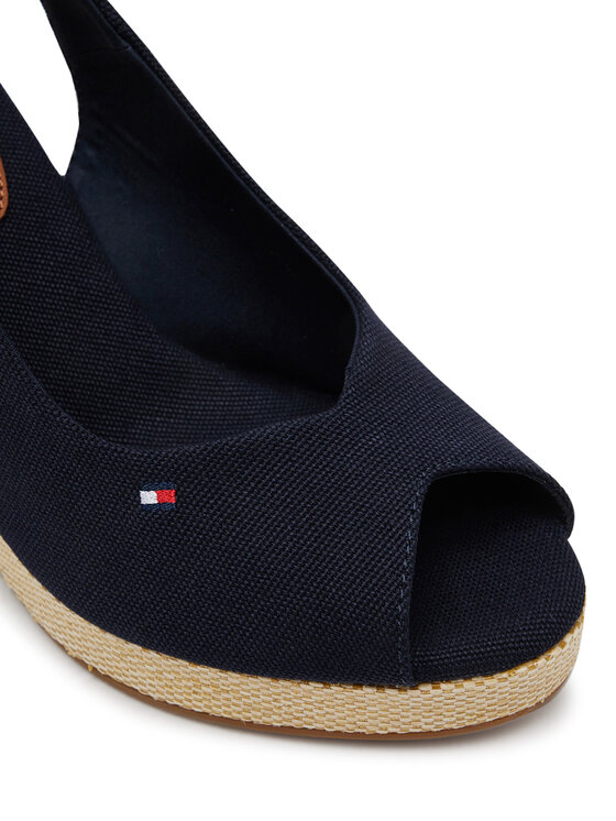 Tommy Hilfiger Tommy Hilfiger Espadrilles Flag High Wedge Espad Slingback FW0FW08597 Tumši zils