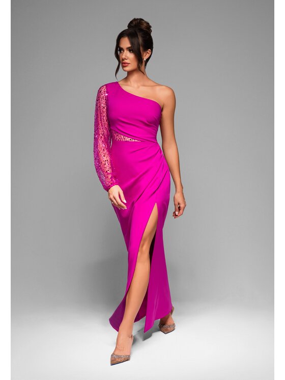 Ombre Ombre Sukienka wieczorowa LA-OM-DLR011 Różowy Regular Fit