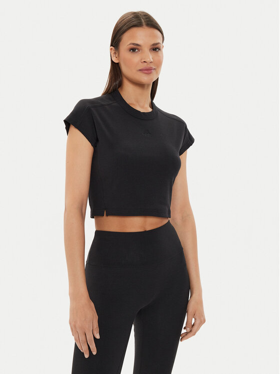 adidas adidas Majica Lounge Ribbed IT2547 Črna Slim Fit