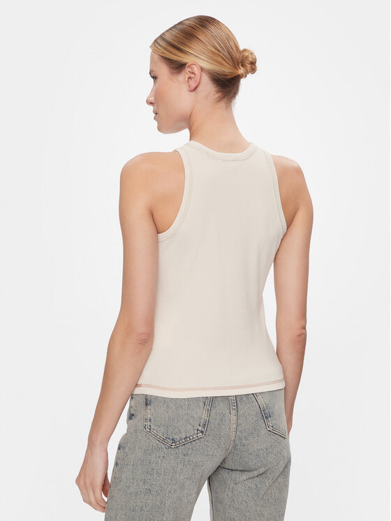 Calvin Klein Jeans Calvin Klein Jeans Felső Hero Monologo Rib Tank J20J222975 Ekru Regular Fit