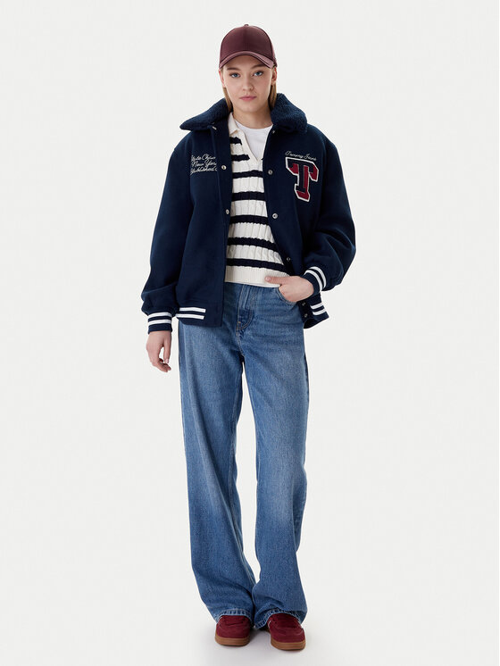 Tommy Jeans Tommy Jeans Bunda bomber Varsity DW0DW22051 Tmavomodrá Relaxed Fit