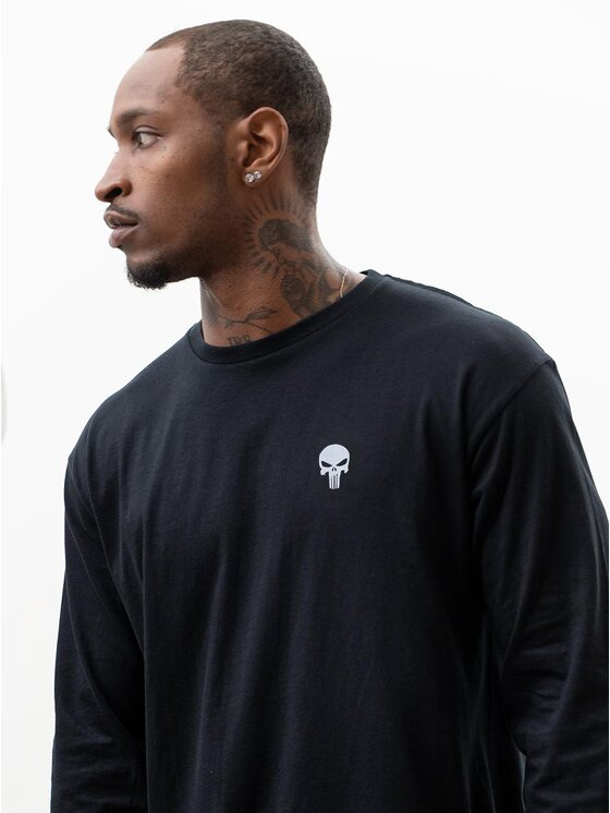 Marvel Marvel Longsleeve Koszulka Z Długim Rękawem Męska Czarna Marvel Comics Punisher Mini Logo XL Czarny Regular Fit