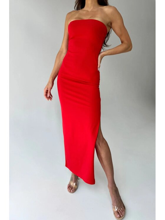 Chiara Wear Chiara Wear Sukienka letnia Sukienka maxi ROSE Czerwony Slim Fit