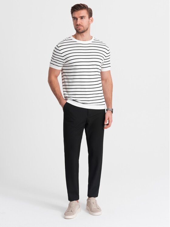 Ombre Ombre Kalhoty z materiálu OM-PACP-0158 Černá Chino Fit