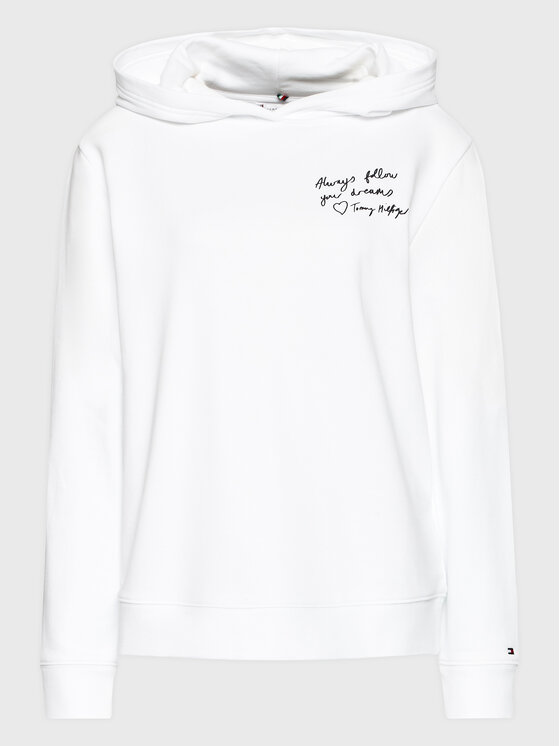 Tommy Hilfiger Tommy Hilfiger Bluza Slogan WW0WW35604 Biały Relaxed Fit