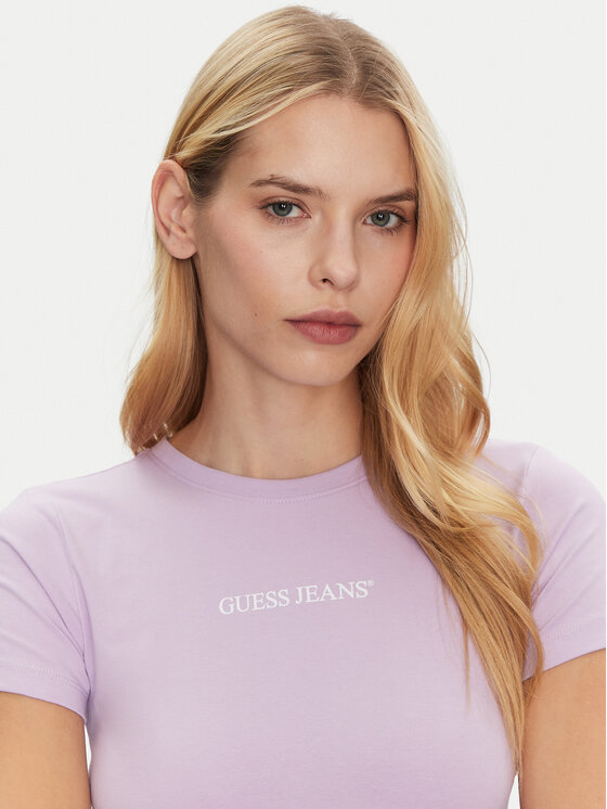 Guess Jeans Guess Jeans Tričko W4YI01 J1314 Fialová Slim Fit