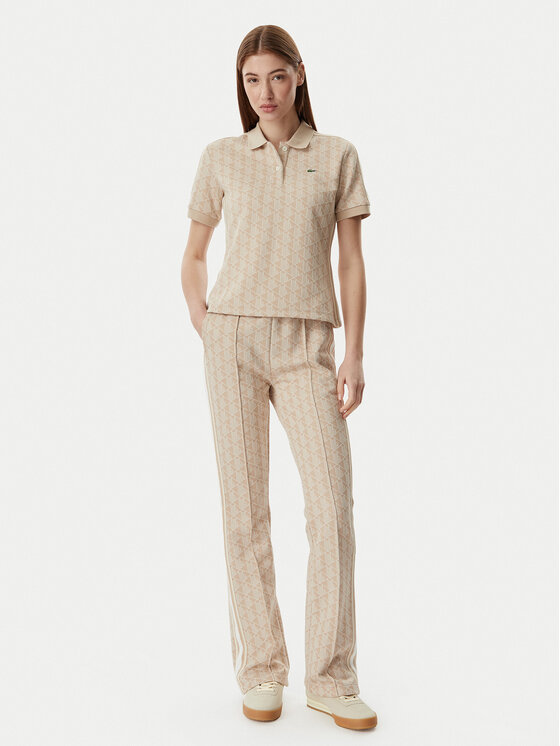 Lacoste Lacoste Тениска с яка и копчета DF3364 Светлобежов Slim Fit