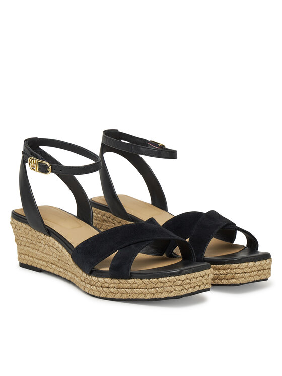 Tommy Hilfiger Tommy Hilfiger Εσπαντρίγιες Leather & Suede Mid Wedge Espad FW0FW08804 Μαύρο