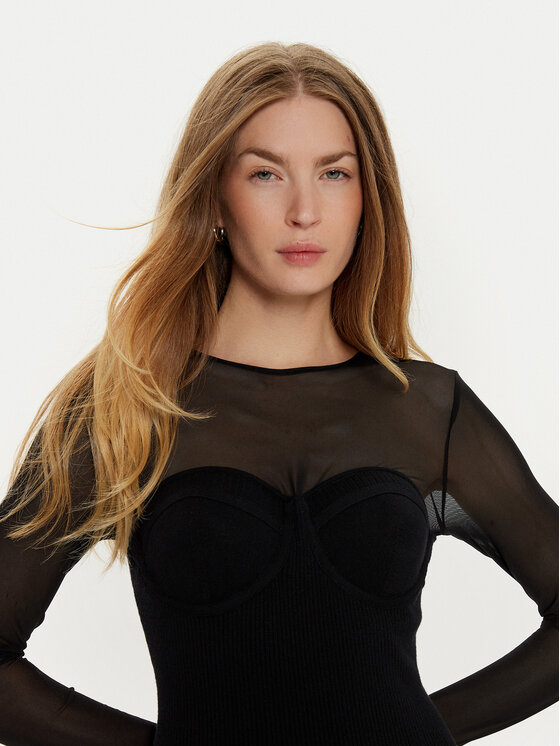 TWINSET TWINSET Φόρεμα κοκτέιλ 242AT3040 Μαύρο Slim Fit