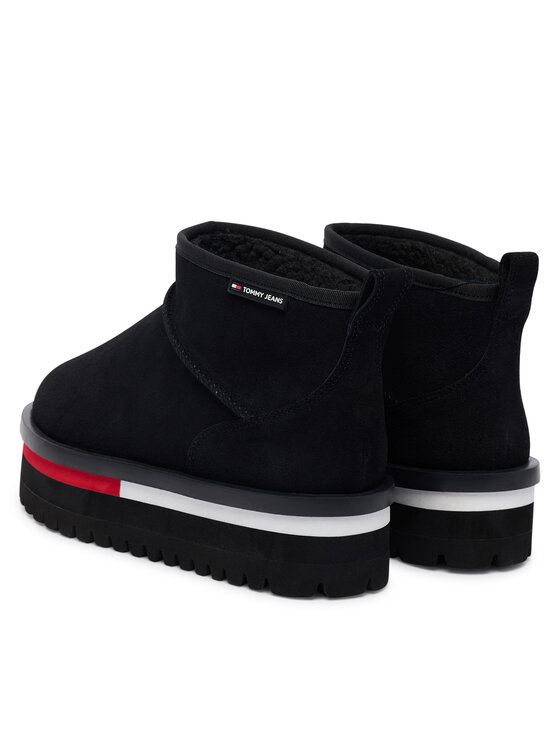 Tommy Jeans Tommy Jeans Апрески Tjw Flatform Snow Boot Suede EN0EN02841 Черен