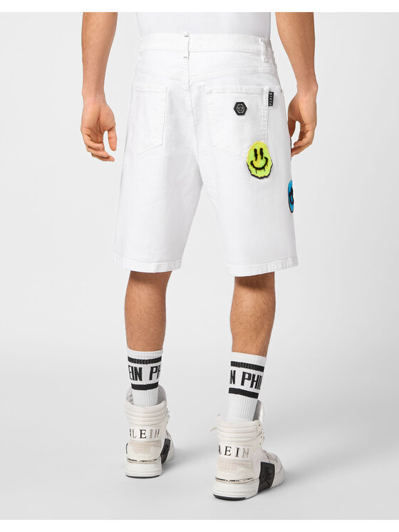 PHILIPP PLEIN PHILIPP PLEIN Džínové šortky 15229 Bílá Loose Fit