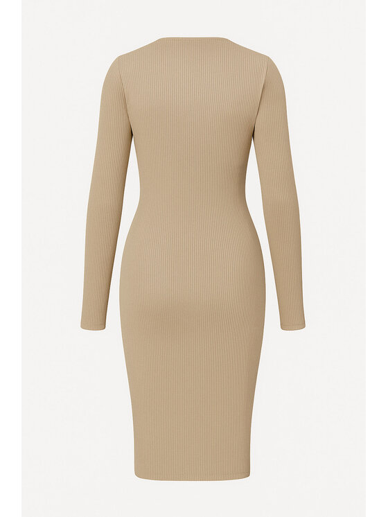 Nudyess Nudyess Vestito di maglia Cassandra mimi z prążka Beige Fitted Fit
