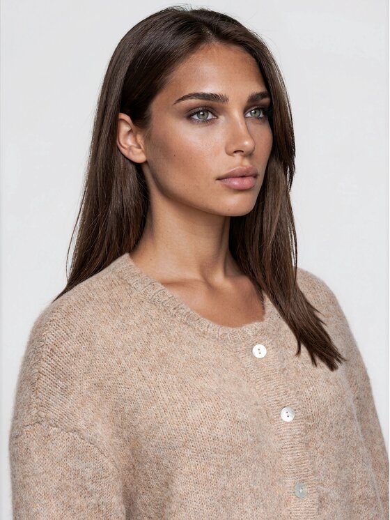 Ombre Ombre Sweter OW-SW-E0044 Beżowy Relaxed Fit