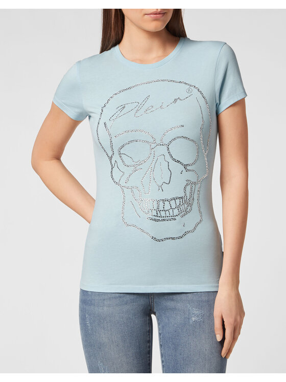PHILIPP PLEIN PHILIPP PLEIN T-Shirt 1315 Błękitny Regular Fit