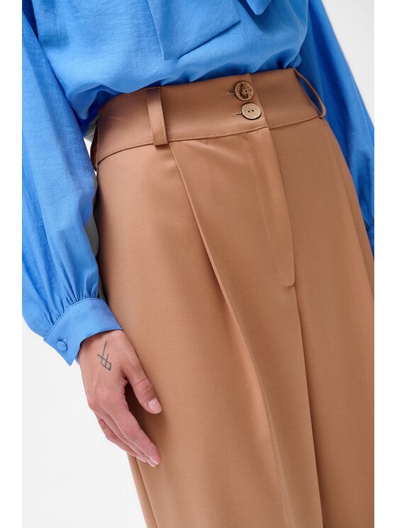 blue shadow blue shadow Spodnie damskie Hilton Brązowy Regular Fit