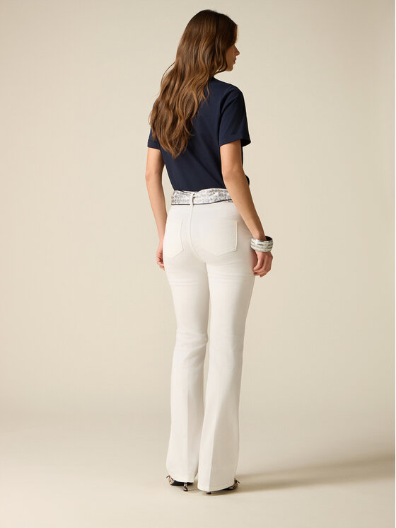 Oltre Oltre Pantaloni di tessuto P713R009181N011 Bianco Flare Fit