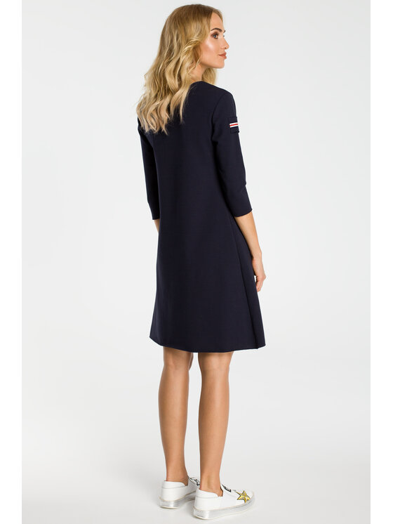 Made of Emotion Made of Emotion Sukienka codzienna M343 Granatowy Basic Fit