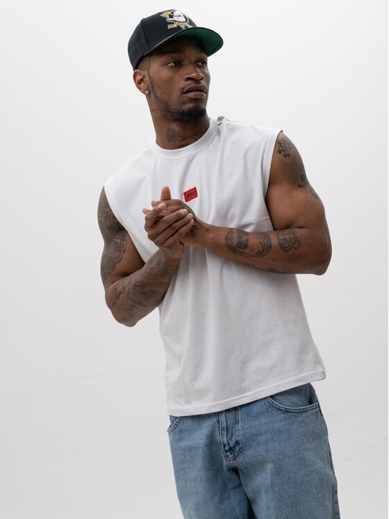 Jigga Wear Jigga Wear Kamizelka BEZRĘKAWNIK Tank Top Męski BAWEŁNIANY Koszulka Bez Rękawów Męska Biała Jigga XXL Biały Regular Fit