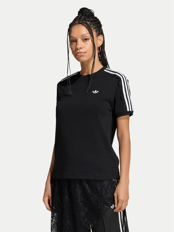 adidas adidas T-Shirt Lace 3 Stripes LG4263 Czarny Regular Fit
